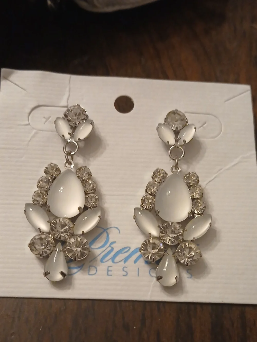 Premier Designs Elegant White Teardrop Crystal Drop Earrings